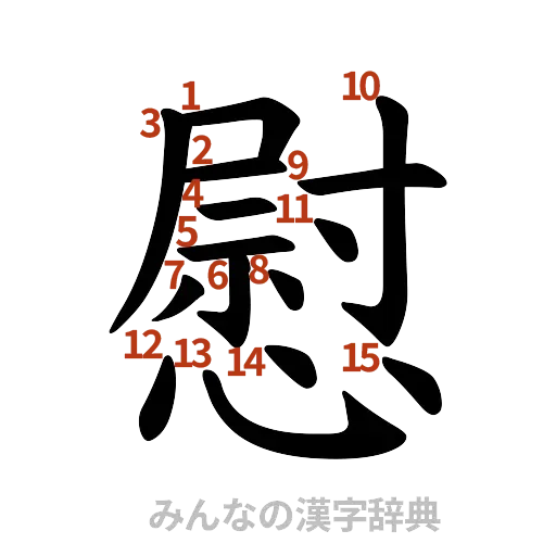 漢字「慰」の書き順と画数
