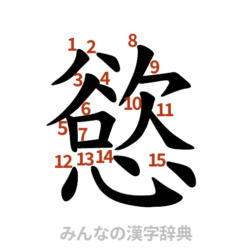 漢字「慾」の書き順と画数