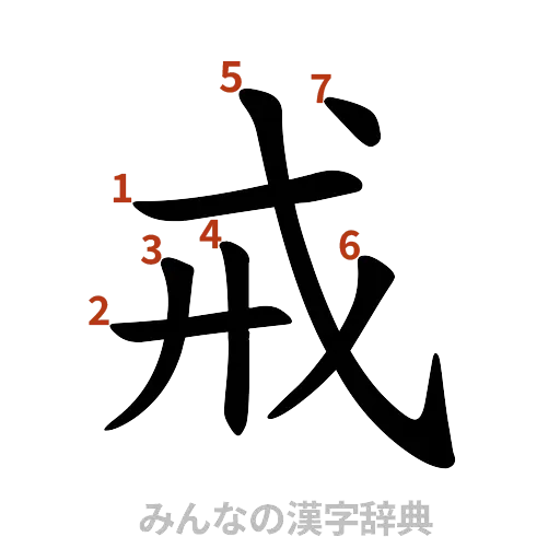 漢字「戒」の書き順と画数