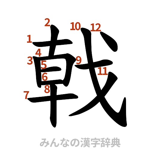 漢字「戟」の書き順と画数