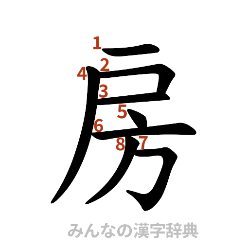 漢字「房」の書き順と画数