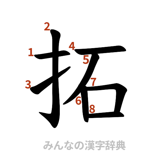 漢字「拓」の書き順と画数