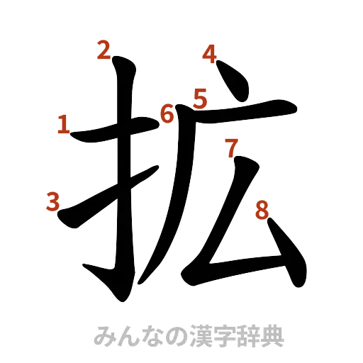 漢字「拡」の書き順と画数