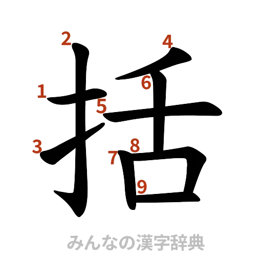漢字「括」の書き順と画数