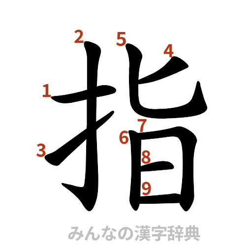 漢字「指」の書き順と画数