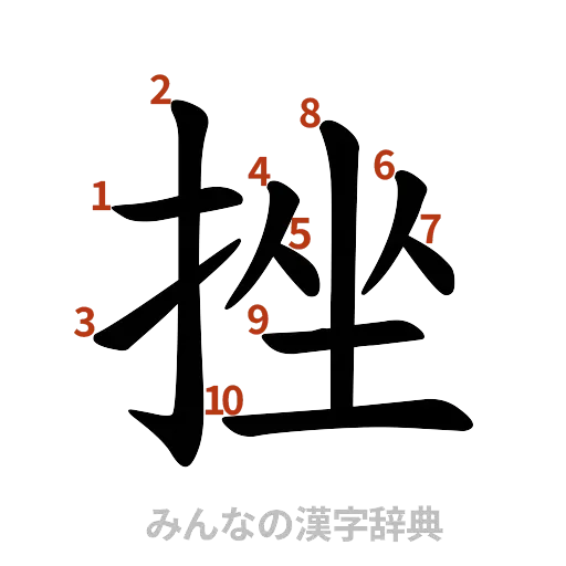 漢字「挫」の書き順と画数