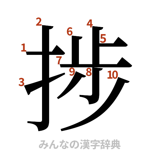 漢字「捗」の書き順と画数