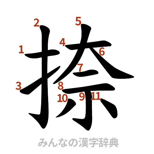 漢字「捺」の書き順と画数