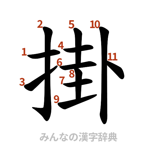 漢字「掛」の書き順と画数