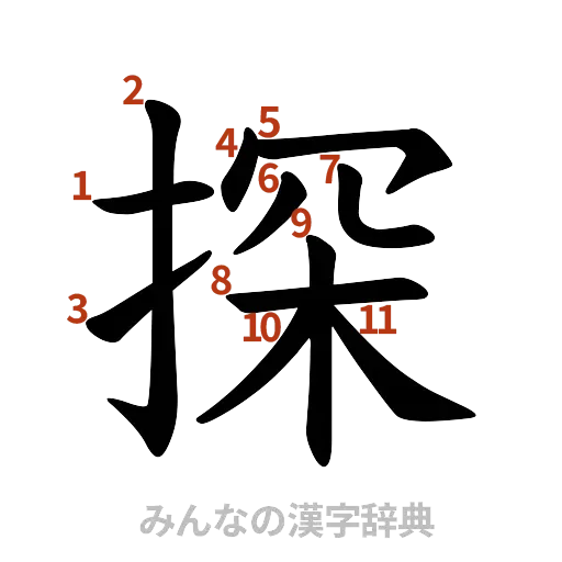 漢字「探」の書き順と画数