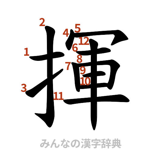 漢字「揮」の書き順と画数