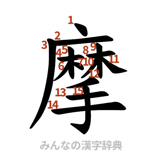 漢字「摩」の書き順と画数