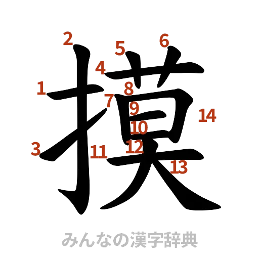 漢字「摸」の書き順と画数