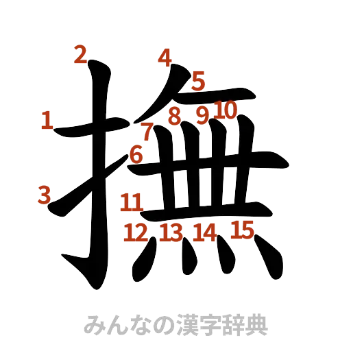 漢字「撫」の書き順と画数