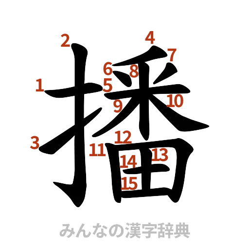 漢字「播」の書き順と画数