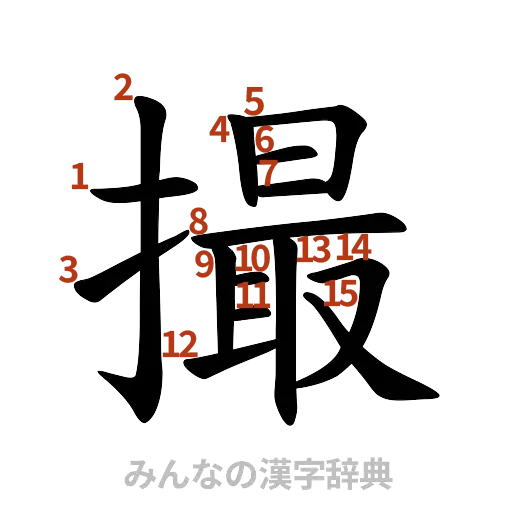 漢字「撮」の書き順と画数
