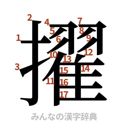 漢字「擢」の書き順と画数