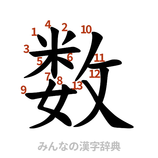 漢字「数」の書き順と画数