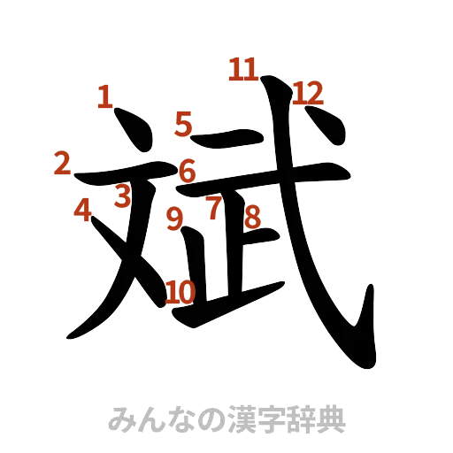 漢字「斌」の書き順と画数