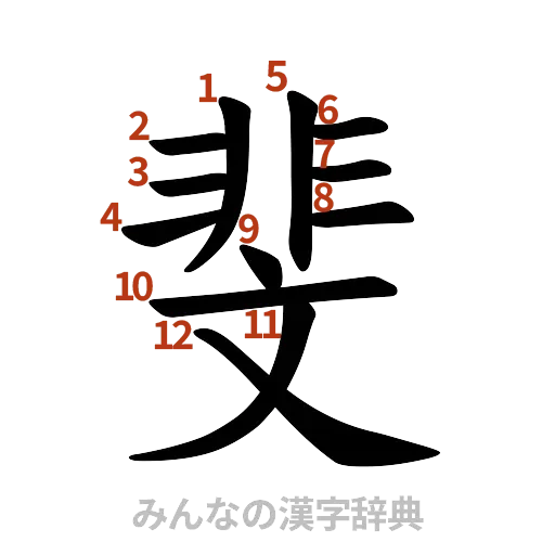 漢字「斐」の書き順と画数