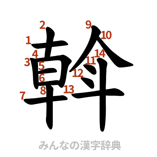 漢字「斡」の書き順と画数