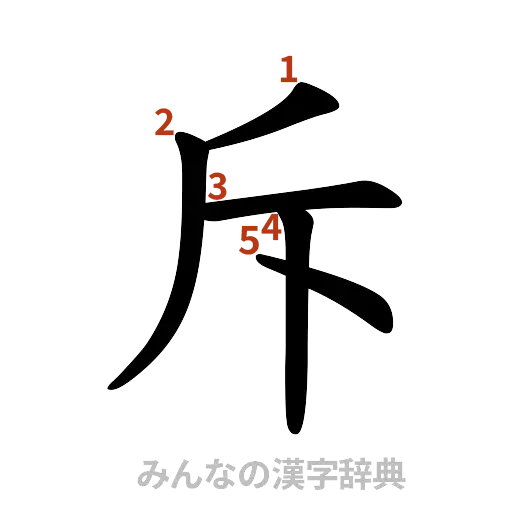 漢字「斥」の書き順と画数
