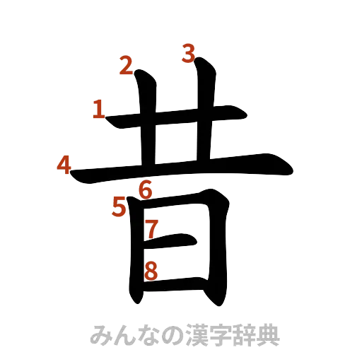 漢字「昔」の書き順と画数