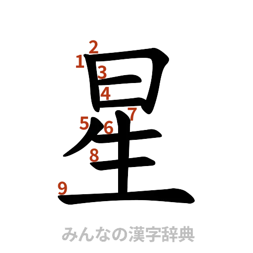 漢字「星」の書き順と画数