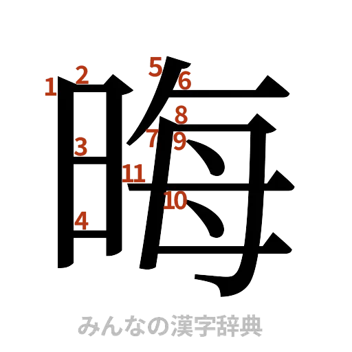 漢字「晦」の書き順と画数