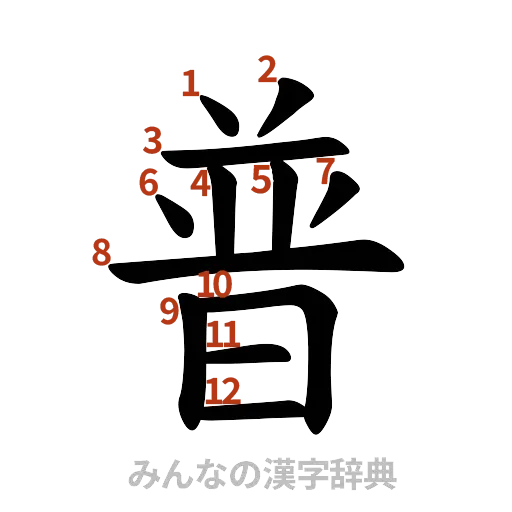 漢字「普」の書き順と画数