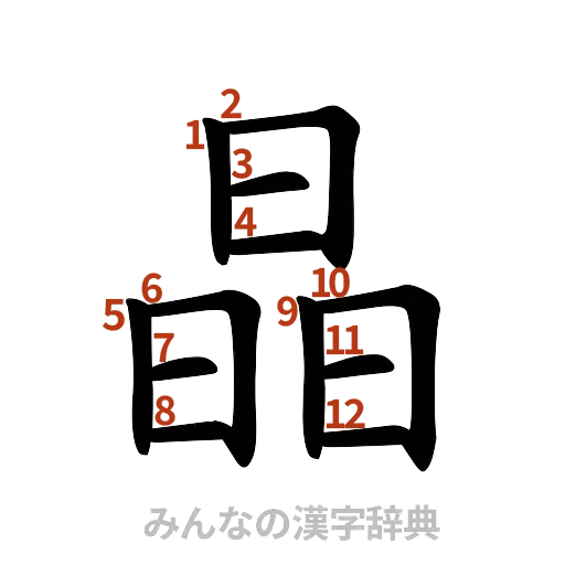 漢字「晶」の書き順と画数