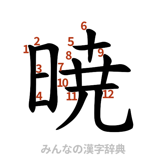 漢字「暁」の書き順と画数