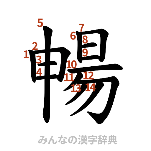 漢字「暢」の書き順と画数