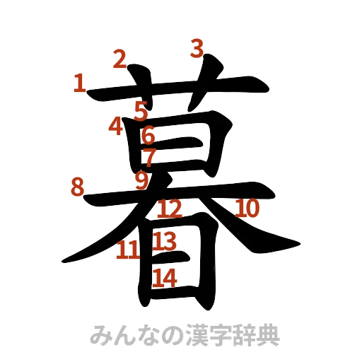 漢字「暮」の書き順と画数