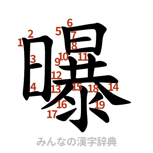 漢字「曝」の書き順と画数