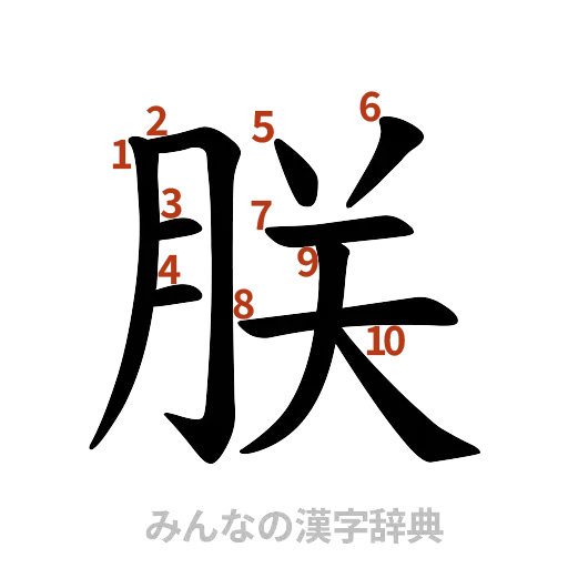漢字「朕」の書き順と画数