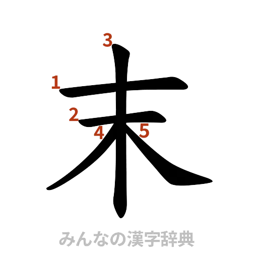 漢字「末」の書き順と画数