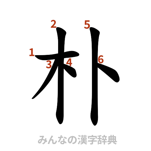 漢字「朴」の書き順と画数