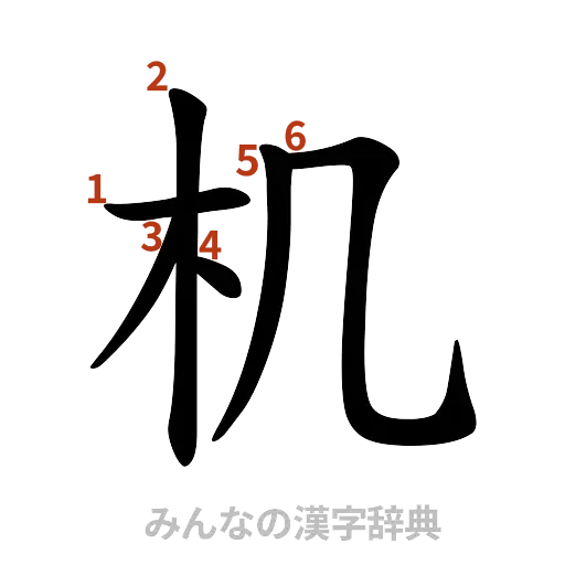 漢字「机」の書き順と画数