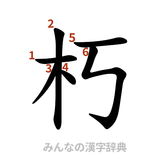 漢字「朽」の書き順と画数