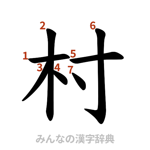 漢字「村」の書き順と画数