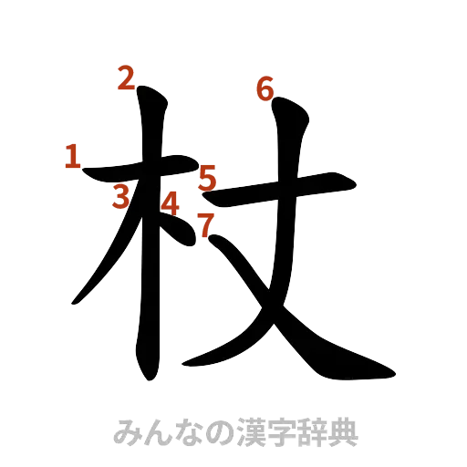 漢字「杖」の書き順と画数