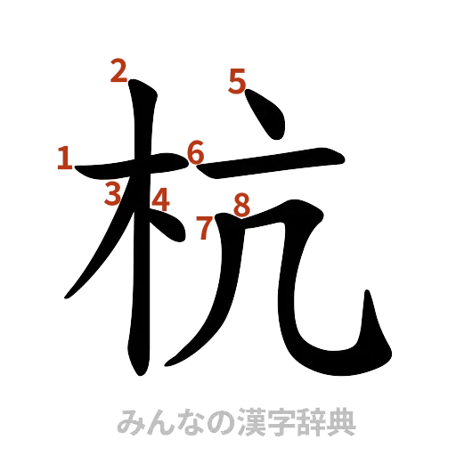 漢字「杭」の書き順と画数