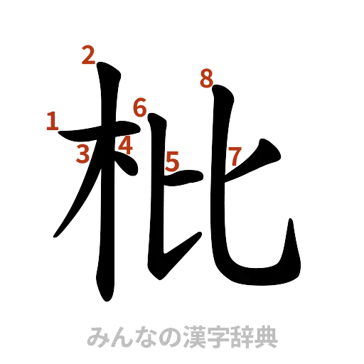 漢字「枇」の書き順と画数