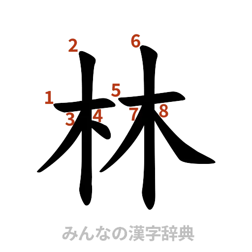 漢字「林」の書き順と画数