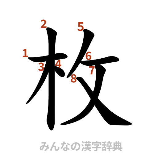 漢字「枚」の書き順と画数