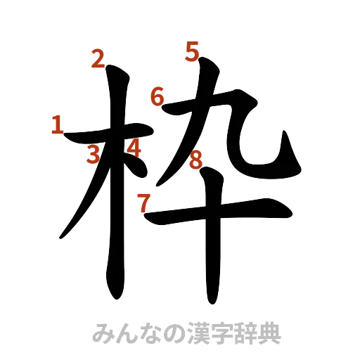 漢字「枠」の書き順と画数