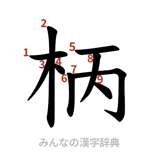 漢字「柄」の書き順と画数