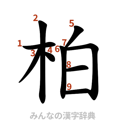 漢字「柏」の書き順と画数