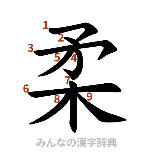漢字「柔」の書き順と画数